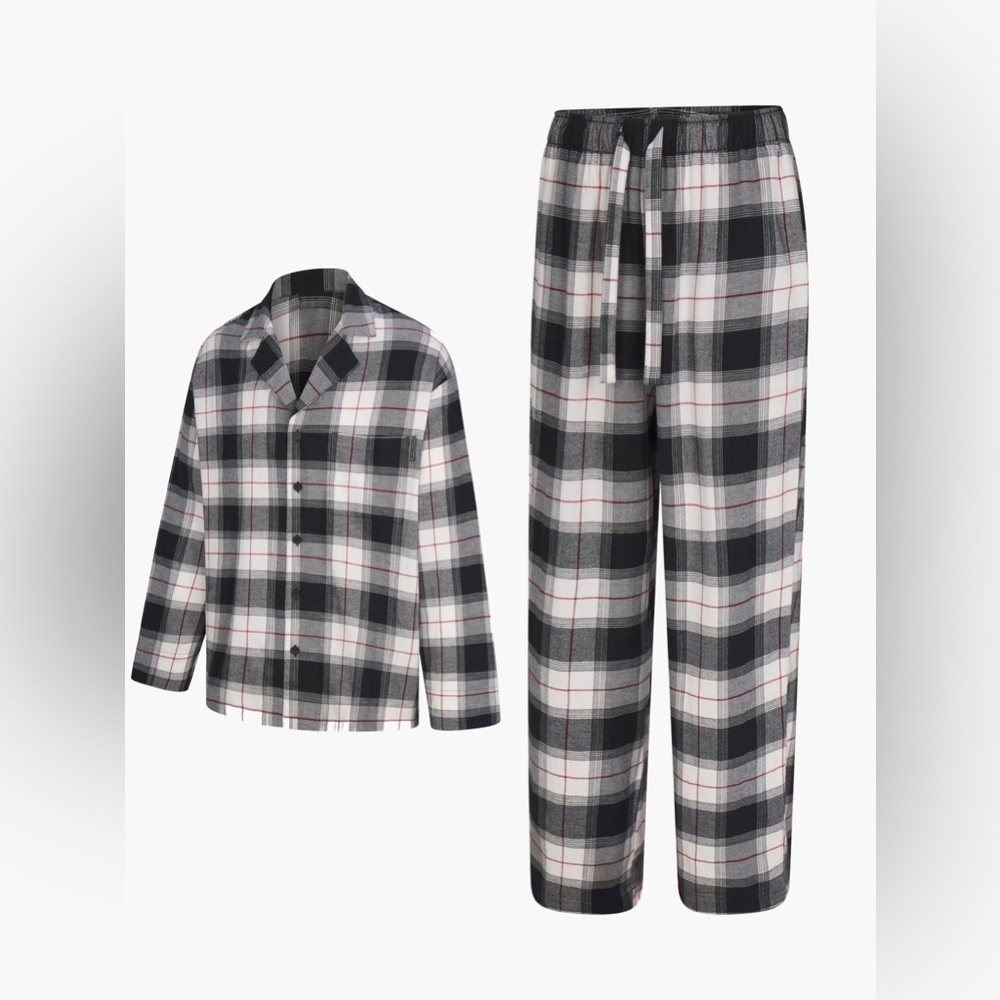 Savage fenty Rihanna dove white FLANNEL FEELS SLEEP TOP AND BOTTOM 2-PIECE SET